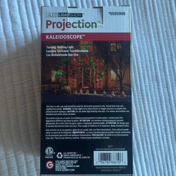 New indoor/outdoor projector lights red green turning kaleidoscope NWT - Picture 3 of 3